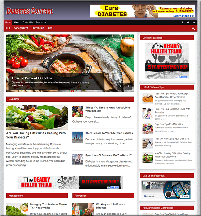 diabetes control plr niche website