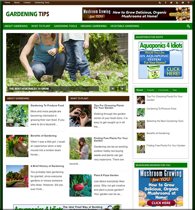 gardening plr niche website