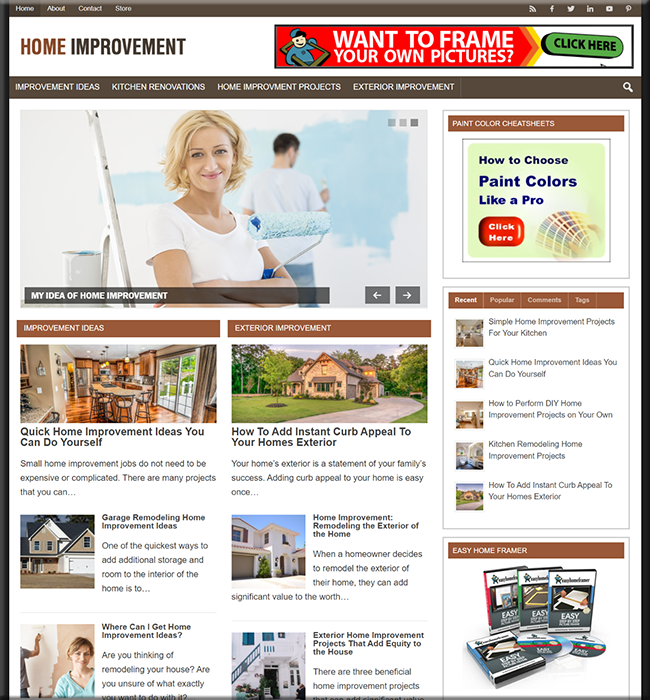 home improvement plr niche website