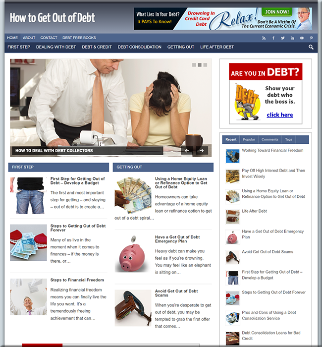 get out debt niche plr website