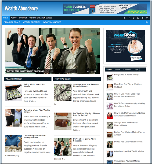 Wealth Abundance PLR Niche Website wealth abundance plr niche website