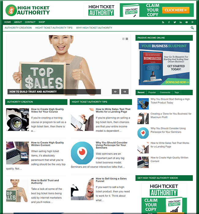 high ticket authority niche blog