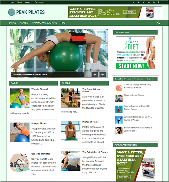peak pilates plr niche blog